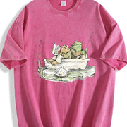 Frog 90s Retro Toad Vintage Washed T-Shirt in Red