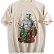 Alvarez Undisputed Champion Mexico Goat Boxing Style vintage washed oversized T-shirt in Beige