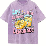 Life Gave Me Lemons, but Jesus Made Lemonade Vintage Washed T-Shirt in Purple