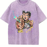 Yusuke Urameshi - Yu Hakusho Anime Manga vintage washed oversized T-shirt in Purple