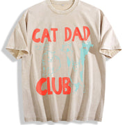 ® Cat Dad Club Back Cat Lover vintage washed oversized T-shirt in Beige