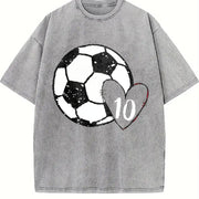 Soccer Baseball Number 10 Vintage Washed T-Shirt in Gray