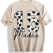 Custom Soccer Personalized Soccer Cumber Vintage Washed T-Shirt in Beige