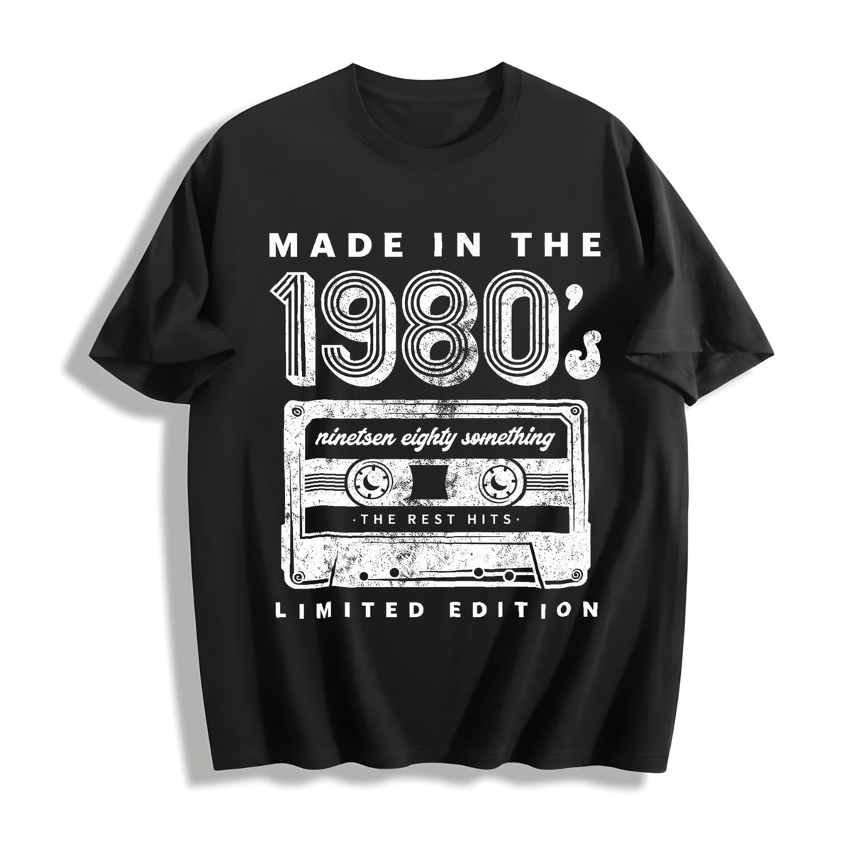 Made in the 1980s Retro Cassette Tape Music Cute Ladies Cotton T-Shirt in Black
