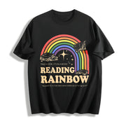 Reading Rainbow Retro Librarian Cotton T-Shirt in Black