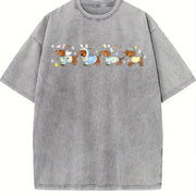 Easter Dog Dachshund Happy Easter Retro Spring Dog Cute vintage washed oversized T-shirt in Gray