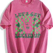 Let's Get Lucked Up Vintage Washed T-Shirt in Red