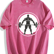 Bodybuilder Barbell Vintage Washed T-Shirt in Red