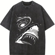 Shark Selfie with Ufo 90s Vintage Washed T-Shirt in Black