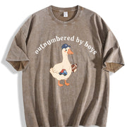 Boy Mom Outnumbered by Boys Goose Vintage Washed T-Shirt in Brown