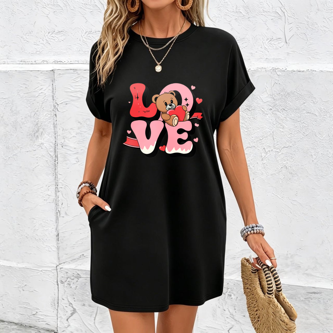 Dress Autumn Cotton T-Shirt in Black