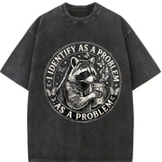 I Identify as a Problem Raccoon Vintage Washed T-Shirt in Black