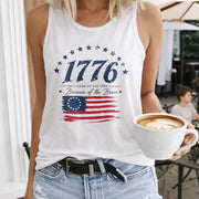 The Land of the Free Women's Color Cotton Tank Top in White