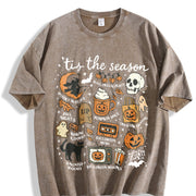 Spooky Season Halloween Vintage Washed T-Shirt in Brown