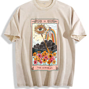 The Audacity Tarot Card Vintage Washed T-Shirt in Beige