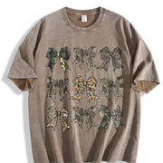 Camo Coquette Bow Collection vintage washed oversized T-shirt in Brown