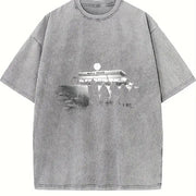 Short-sleeved Moisture-wicking and Sweat-absorbing Vintage Washed T-Shirt in Gray
