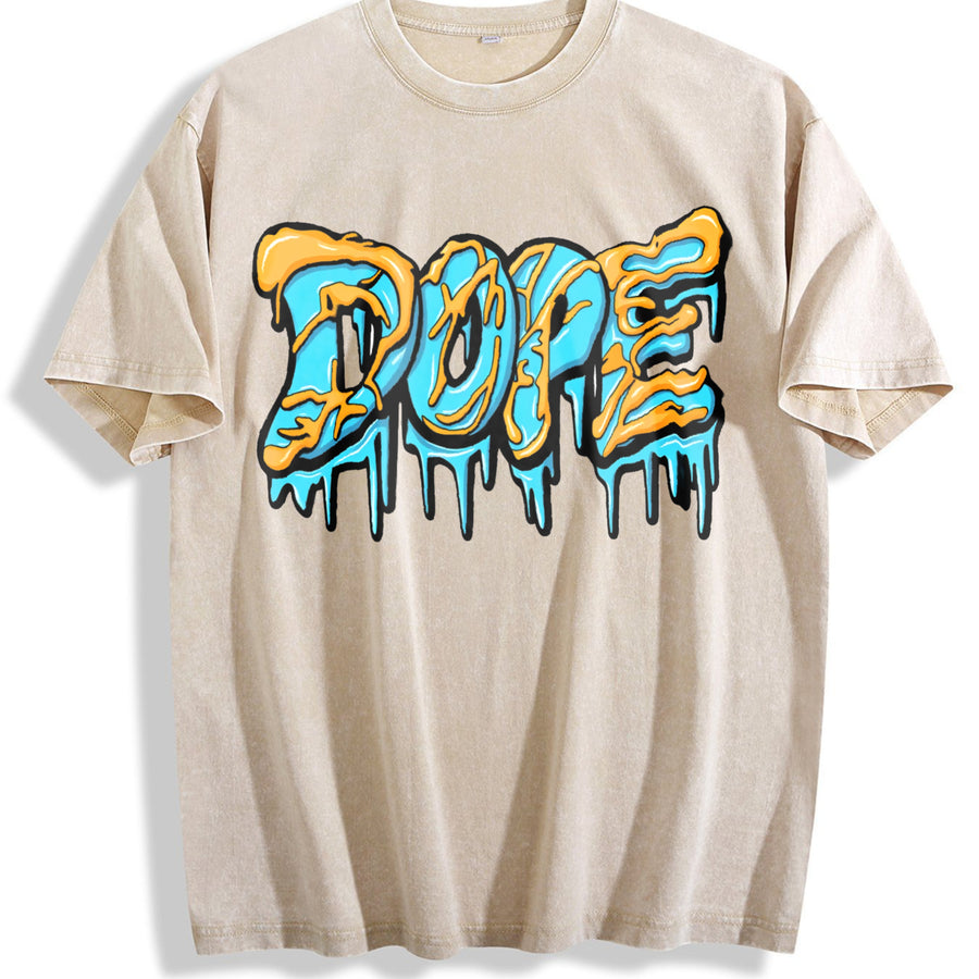 1 Pcs Heavy Adorable Vintage Washed T-Shirt in Beige