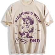 Retro Goose Diagnosed with Slay-dhd Vintage Washed T-Shirt in Beige
