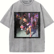 Party Doll on the Dance Floor Vintage Washed T-Shirt in Gray