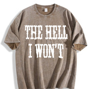 The Hell I Won't Quotes Country Girl Nashville Cowgirl vintage washed oversized T-shirt in Brown