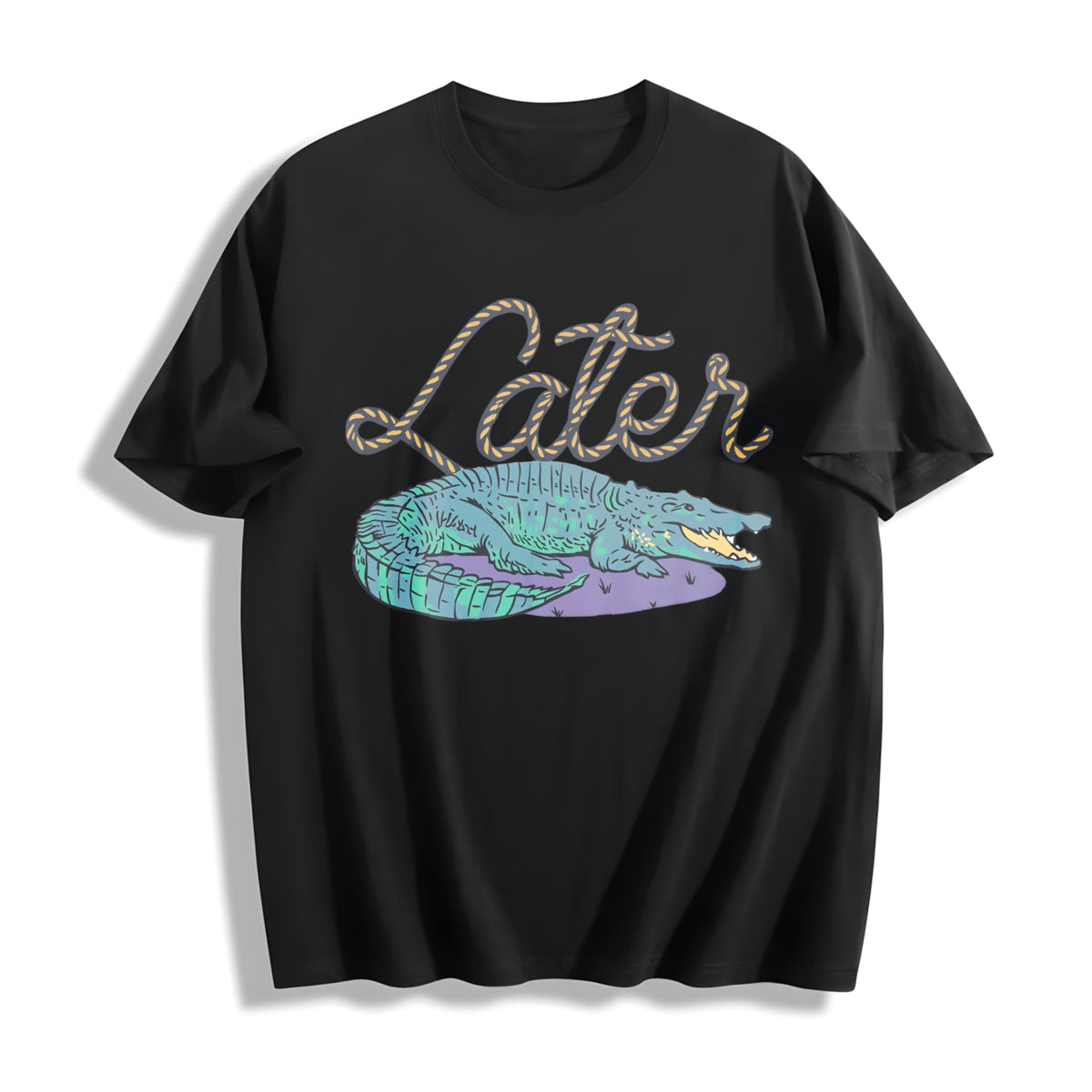 Later Gator Alligator Cotton T-Shirt in Black