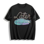 Later Gator Alligator Cotton T-Shirt in Black