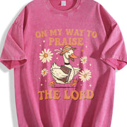 Praise the Lord Bible Verse Vintage Washed T-Shirt in Red