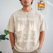 No Bad Trails Just Bad Knees Vintage Washed T-Shirt in Beige