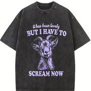 Retro Goat I Have to Scream Now 90's Vintage Washed T-Shirt in Black