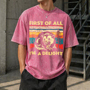 First of All I'm a Delight Sarcastic Angry Opossum Possum Vintage Washed T-Shirt in Red