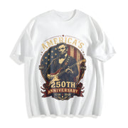 Abraham Lincoln Guitar Cotton T-Shirt in White