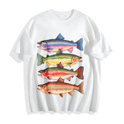 River Fish Species Cotton T-Shirt in White