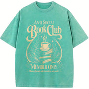 Anti Social Book Club Vintage Washed T-Shirt in Blue