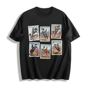 Rodeo Cowboy Western Cotton T-Shirt in Black