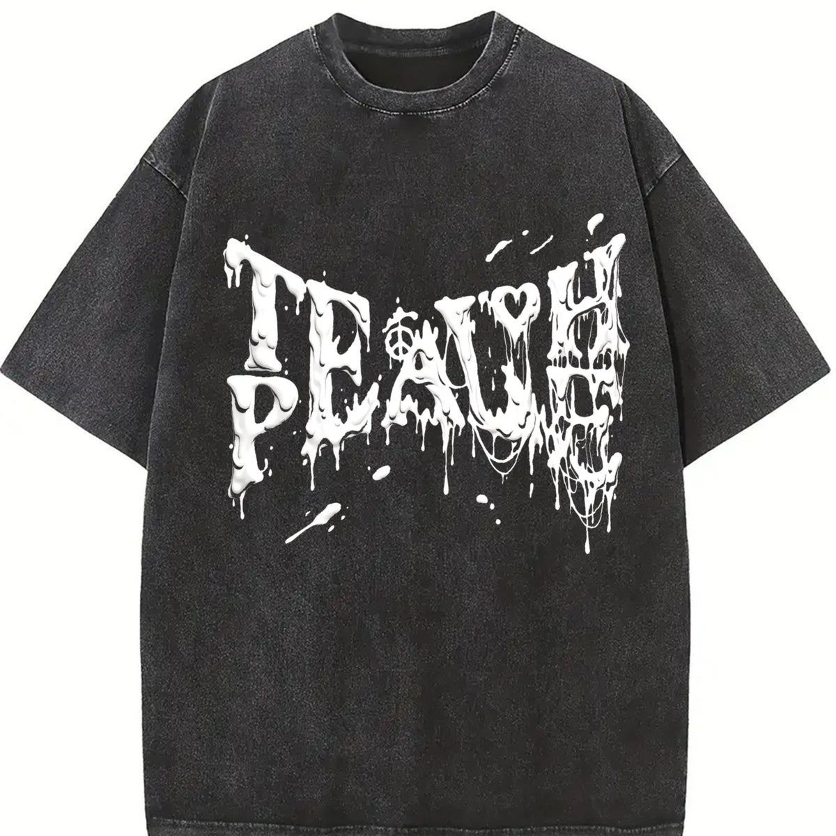 Death Metal Typography Vintage Washed T-Shirt in Black
