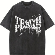 Death Metal Typography Vintage Washed T-Shirt in Black