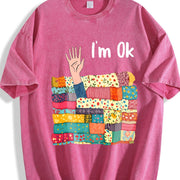 Sewing I’m OK Buried In Vintage Washed T-Shirt in Red