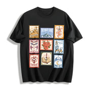 SJM Books Stamp Acotar Tog Crescent City for Bookish Fan Cotton T-Shirt in Black