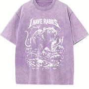 I Have Rabies Rat Retro Gothic Horror Rats Vintage Washed T-Shirt in Purple