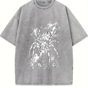 Spider 90s Retro ® Web Gothic Grunge Y2k Vintage Washed T-Shirt in Gray