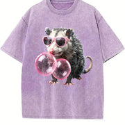 Bubblegum Opossum Vintage Washed T-Shirt in Purple