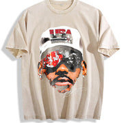 LEBRONNN Classic vintage washed oversized T-shirt in Beige