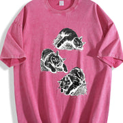 Lazy Cats 90s Tattoo Vintage Washed T-Shirt in Red
