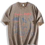 Pasta Dachshund Italian Foodie Wiener Dog Vintage Washed T-Shirt in Brown