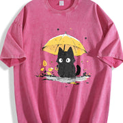 Autumn a Art This Round-neck Short-sleeve Is Vintage Washed T-Shirt in Red