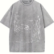 Field Frog Wax Retro Brand Vintage Washed T-Shirt in Gray