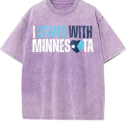 I Stand with Minnesota Vintage Washed T-Shirt in Purple