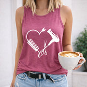 Hairdresser Heart Tools Women's Color Cotton Tank Top in Red