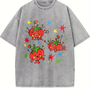 Cute Tomato Party Batik Brand Vintage Washed T-Shirt in Gray